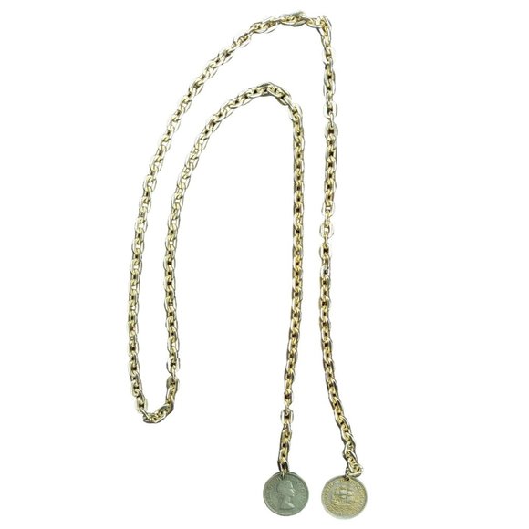 Vintage Queen Elizabeth Regina Coin Belly Chain Belt 1960 South Africa Necklace - Picture 4 of 6